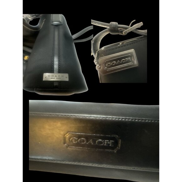 VTG Coach Mercer Shoulder Bag 7406 Black Euro Twill Leather Gunmetal Y2K Handbag - Picture 8 of 10